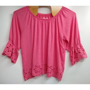 Cupio Juliana Women's size 2X‎ Embroidered Laser Cut 3/4 sleeve Top NWT
